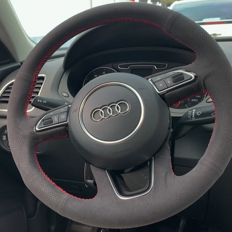 

Custom Steering Wheel Cover Suede 100% Fit For Audi Q3 (8U) 2011-2018 Q5 (8R) 2012-2017 Q7 (4L) 2011-2015 SQ5 Car Accessories