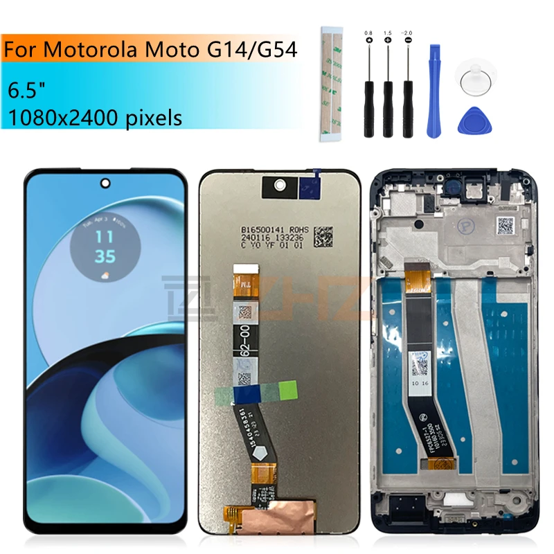 

For Motorola Moto G14 LCD Display Touch Screen Digitizer Assembly With Frame For Moto G54 Display Replacement Repair Parts 6.5"