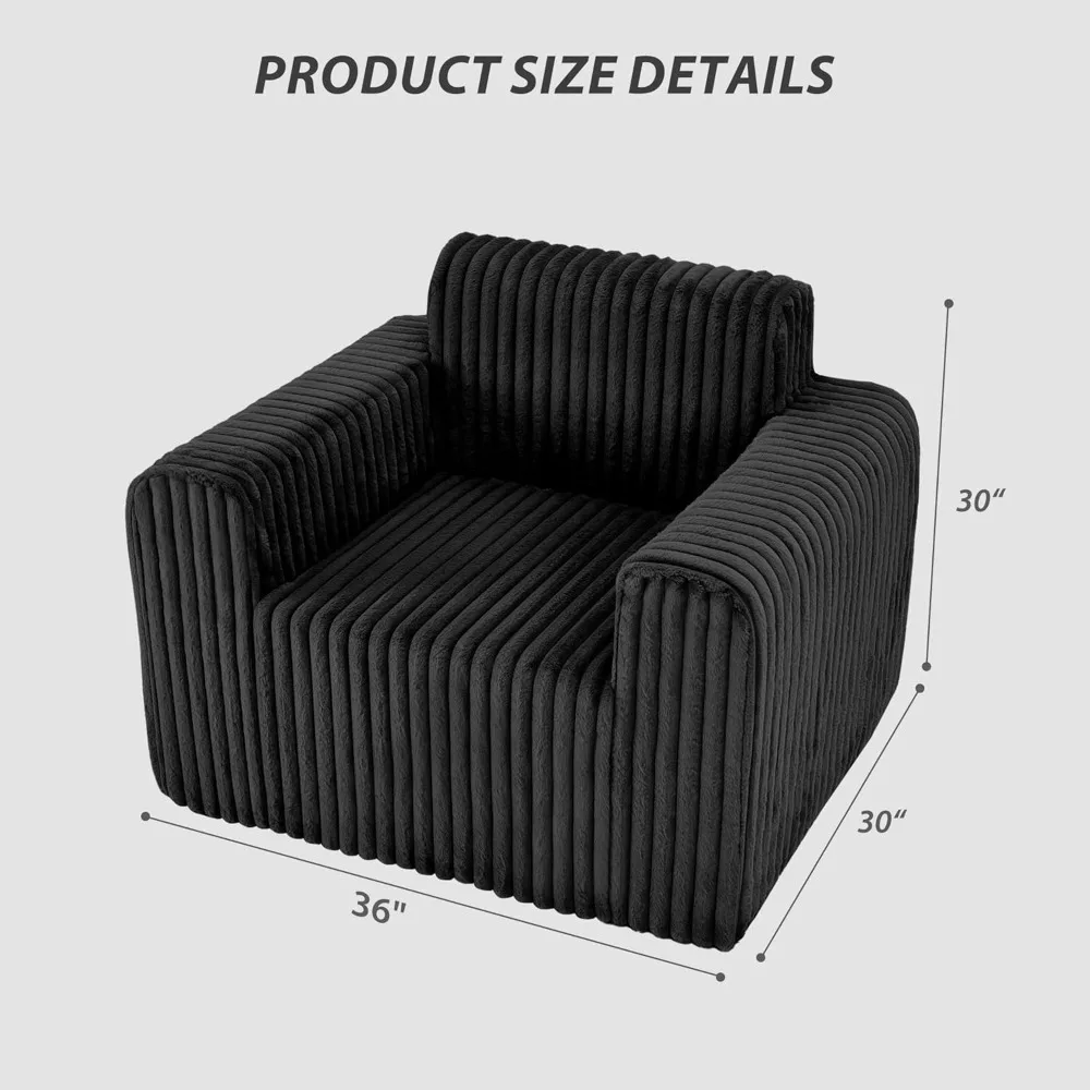 Large Bean Bag Chair for Adults, Non-Slip Floor Sofa with High Backrest & Wide Armrests, Sponge Filled for Living Room Bedroom