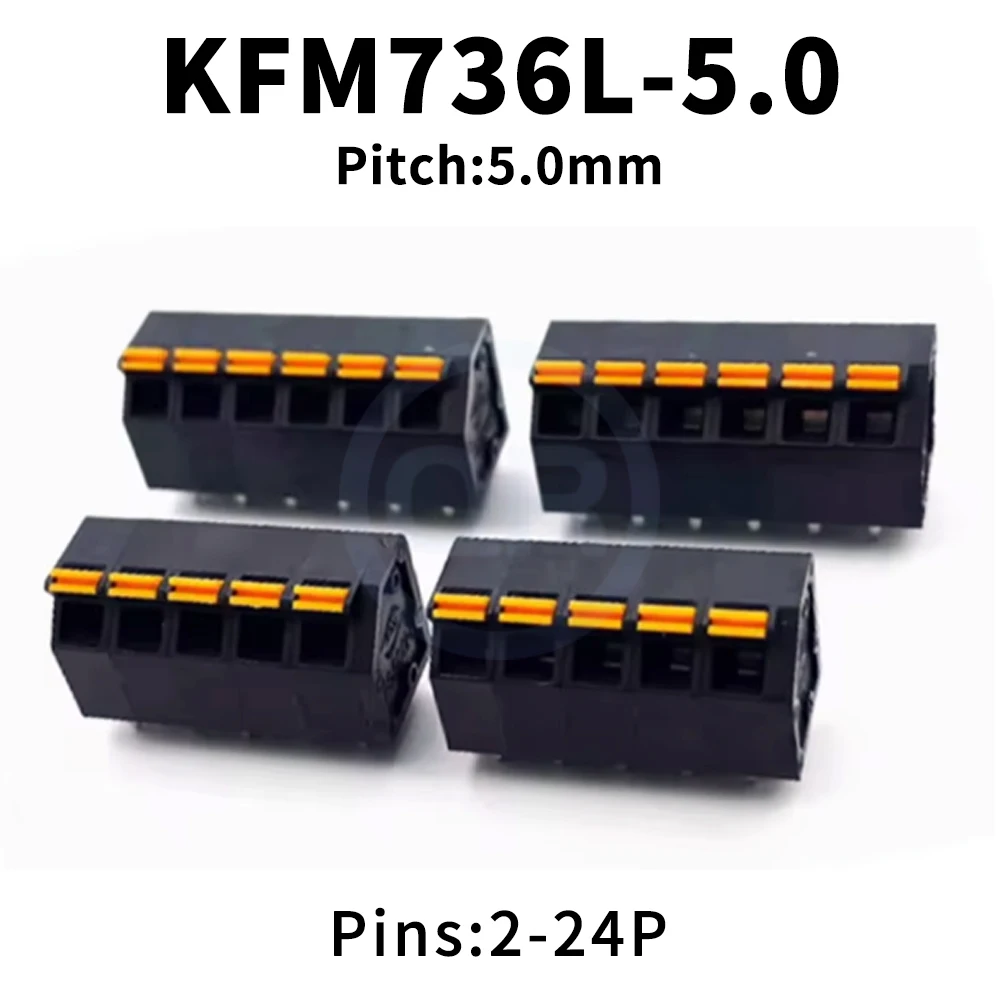 (5 Stück) KFM736L 5,0mm Schraubenlose Federkontakt-Steckklemme Einreihige Pin-Klemme 736L KFM736L 5,0