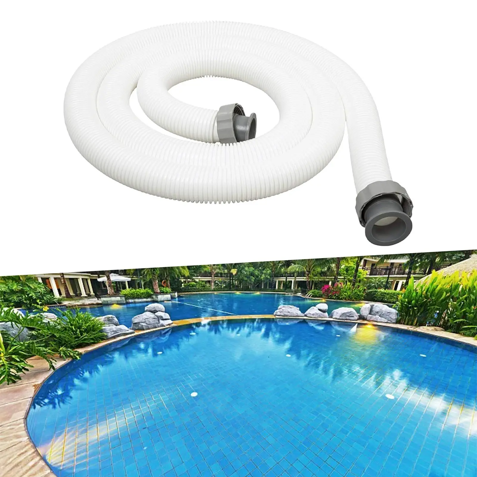 Swimming Pool Hose Flexible Pool Replacement Hose Replacement Part Leakproof Lightweight Pool Pump Hose 1.5M Long above Ground