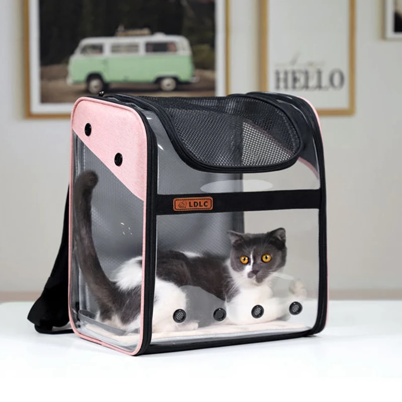 

Pet Cat Dog Expansion Backpack Transparent PVC Portable Breathable Foldable Backpack Outdoor 9kg Load Bearing Pet Transport Bag