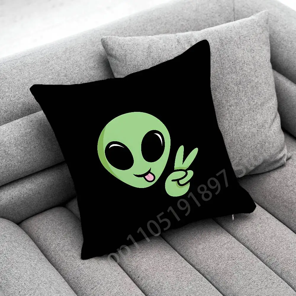Lustiger Weltraum-UFO-Alien-Sache-Kissenbezug für 55 x 55 cm, 30 x 30 cm, 50 x 50 cm, 45 x 45 cm, 40 x 40 cm, quadratischer Stuhl-Kissenbezug – Detail 8