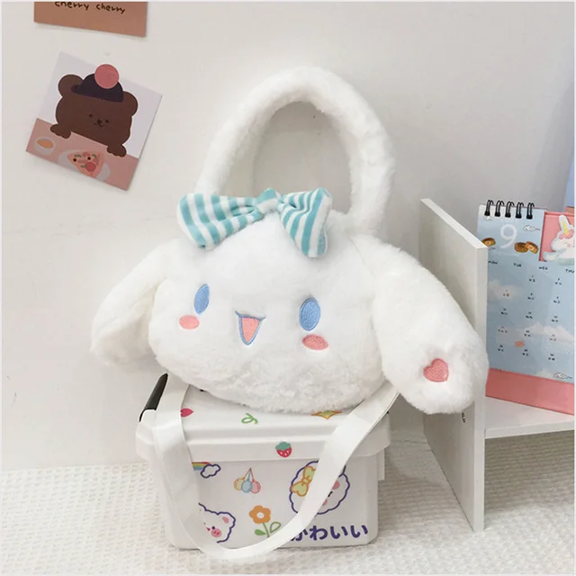 Sanrio Plush Bag Cinnamoroll Stuffed Animals Plushie Backpacks for Girls Kawaii Anime Stuffed Handbag Cute Soft Toy for Children 3