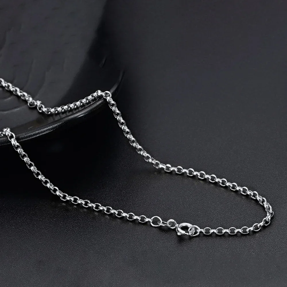 

Pure 18K White Gold Necklace 2mm Cable Rolo Link Chain Necklace Stamped Au750 For Women Gift 50cm / 2.3-2.5g