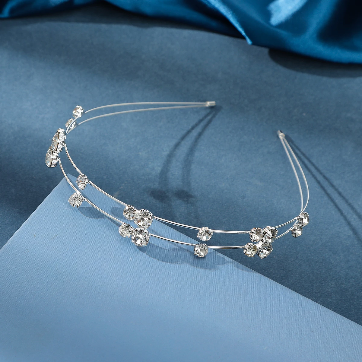 Double Layer Hairband Head Hoops Flower Rhinestone Headband for Women Headwear Shiny Crystal Hair Band Hoop Hair Accessories