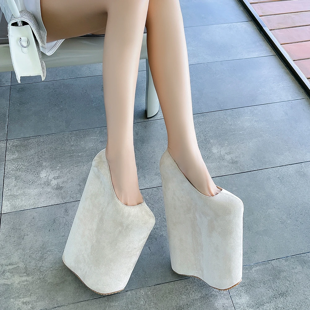 

Geisha Party Nightclubs Dresses Women Platform Wedge Heels 30 CM Super High Heels Sexy Cross Dressing Large Size Single Shoes