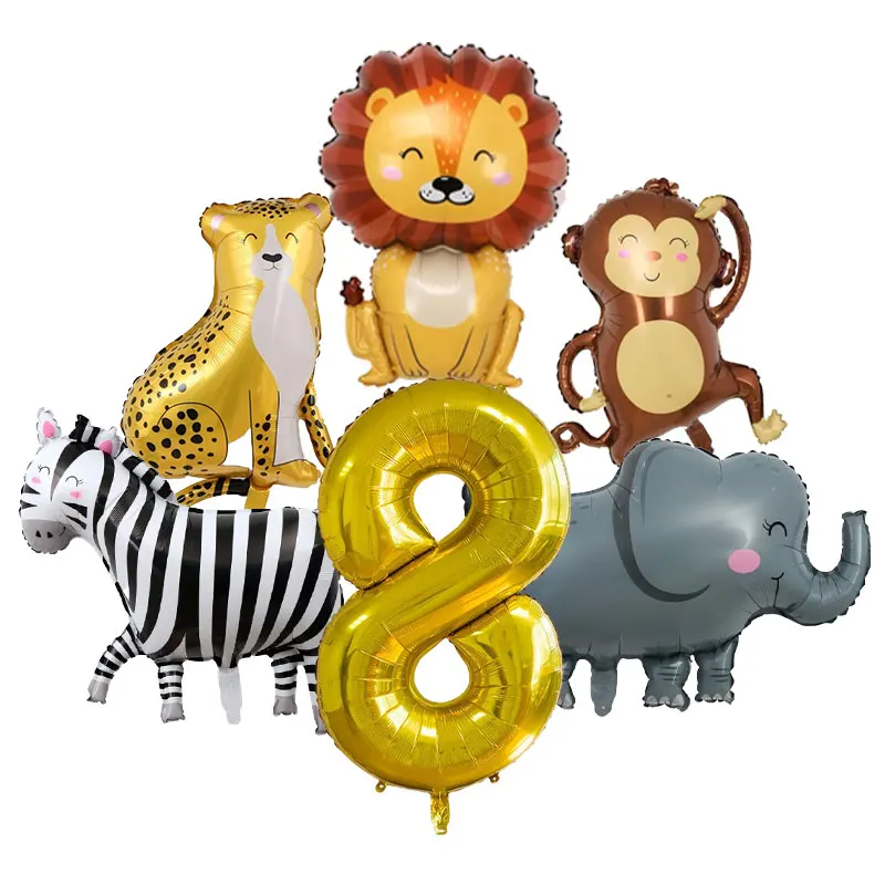 Cartoon Dschungel Tier Luftballons Niedlichen Affen Löwe Zebra Elefant Latex Folienballon Kinder 1-12th Geburtstag Party Dekoration Lieferungen – Detail 36