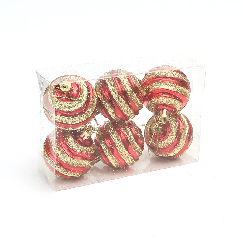 thumbnail image 1 of Juego de 6 bolas de Navidad de 6 cm con purpurina blanca y roja para colgar en el árbol de Navidad, adornos navideños para el hogar, 1 of 5