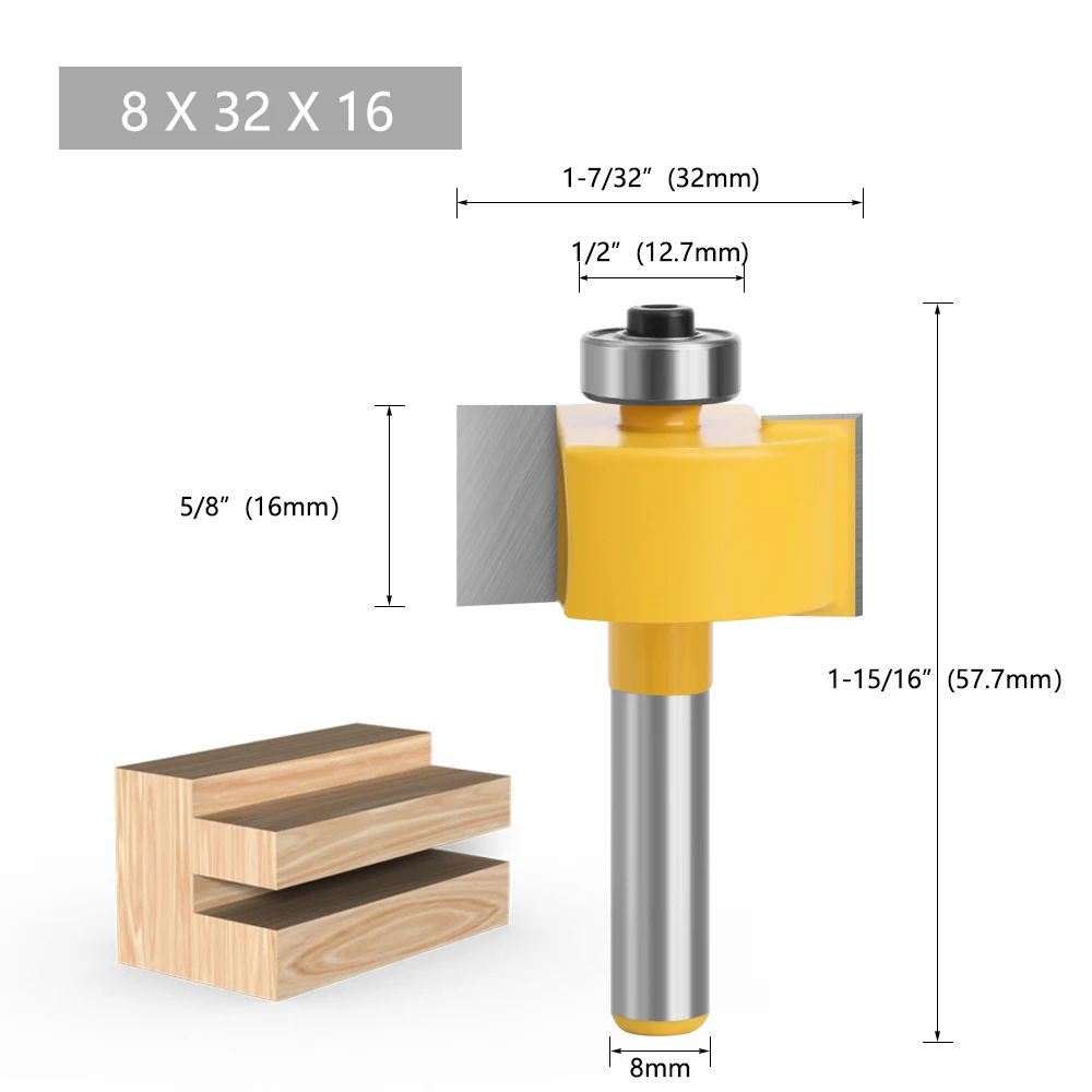 LAVIE 5-teiliges 8-mm-Schaftfräser-Set mit T-Nut-Fräser und Lager, Holz-Nutfräser, T-förmige Fügefräser für Holz MC02092 – Detail 6