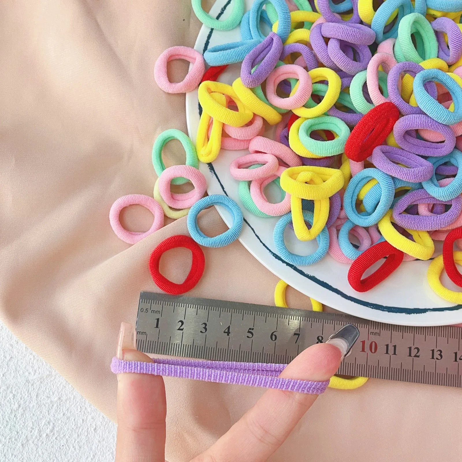 Gomas para el pelo para niña, cintas elásticas de goma de Color caramelo para el pelo, diadema para bebé, accesorios para el cabello, 50/100 piezas