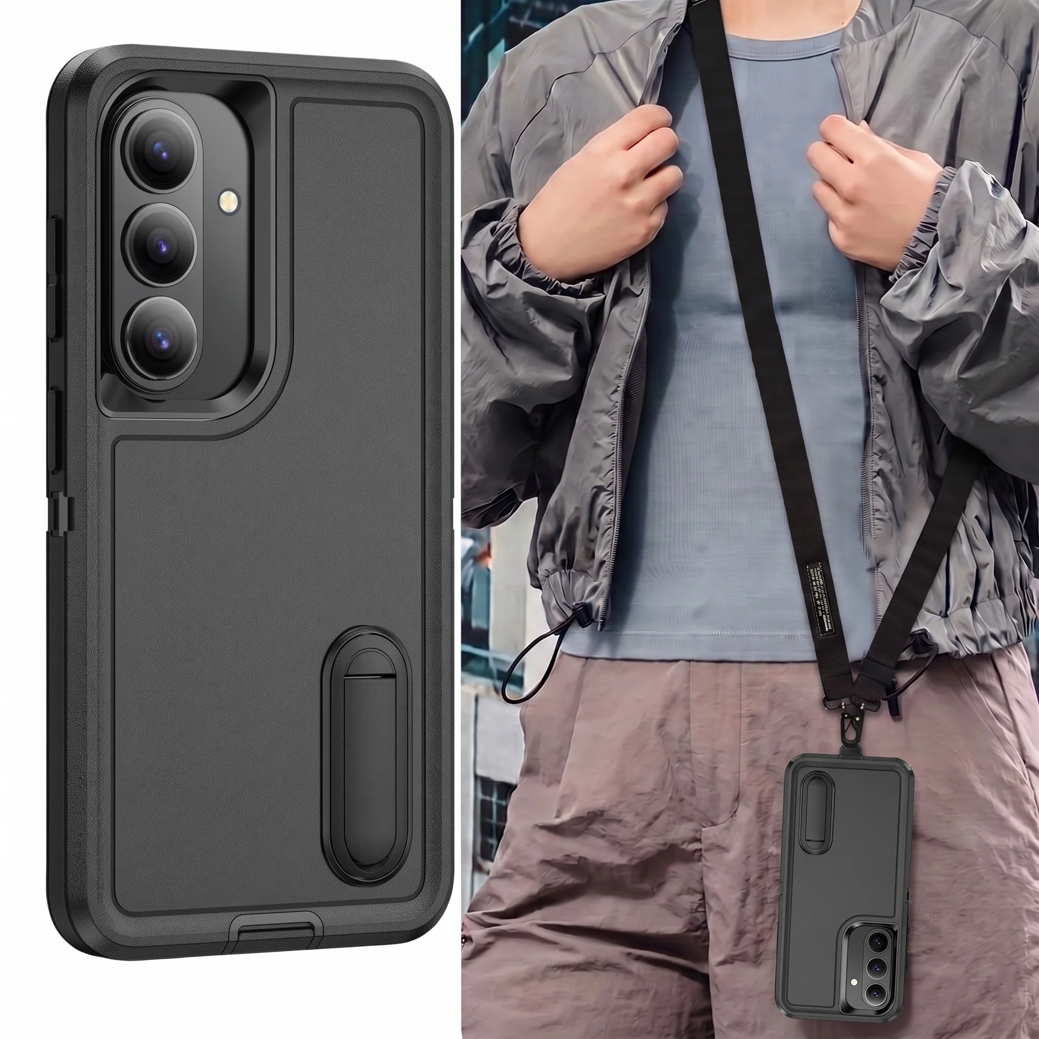 Anti-Drop Cell Phone Case with Lanyard Strap