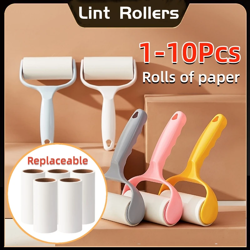 Lint Roller Tearable Lint Roller Sticky Roll Paper Dust Wiper Pet Hair Clothes Carpet Tousle Remover Replaceable Cleaning Brush Accessories