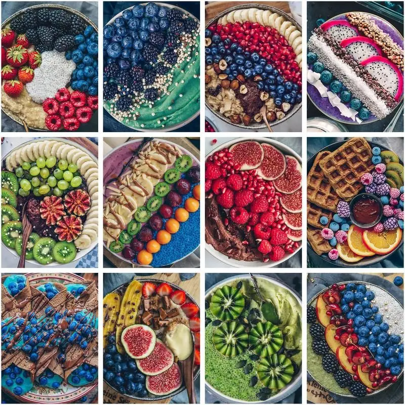 

CHENISTORY Coloring By Number Fruit Food Landscape Kits Diy Handpainted Painting By Number Drawing On Canvas Home Decoration Fo