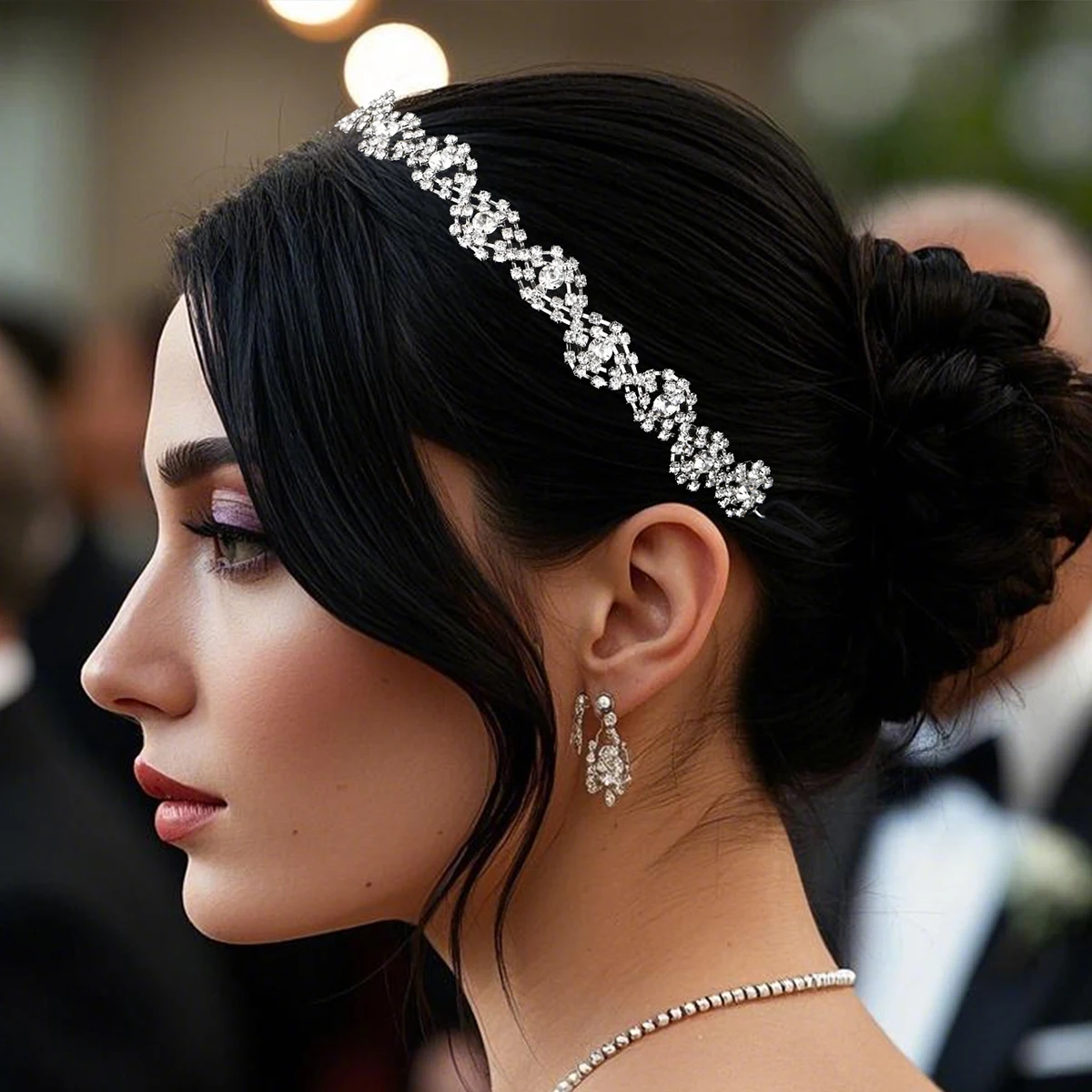hair accessories bridal hair accessories bridal jewelry set Fashion Jewelry Sliver Rhinestone Hair Accessories For Women Bridal Wedding Crystal Stretch Hair Bands Accessories