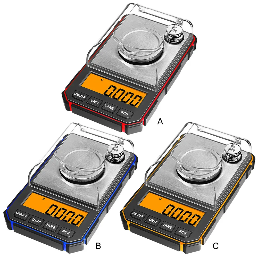 0.001g/50g Jewelry Gold Gem Scale Stainless Steel Electronic Scale Digital Milligram Portable for Weighing Counting