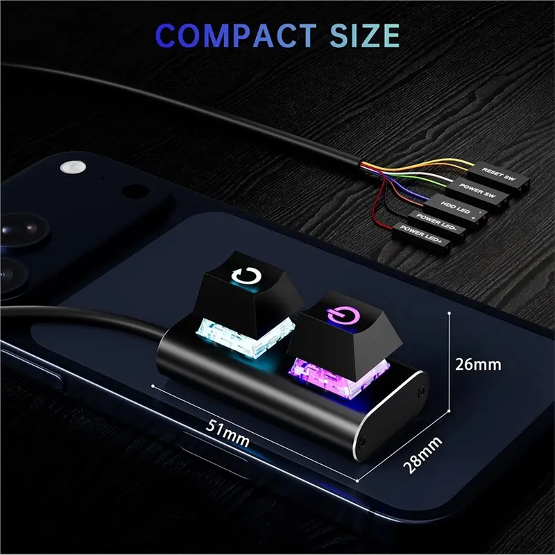USB 포트 LED 표시등 인터넷 카페 컴퓨터 데스크탑 알루미늄 스위치 버튼 외부 PC 전원 켜기/리셋 버튼