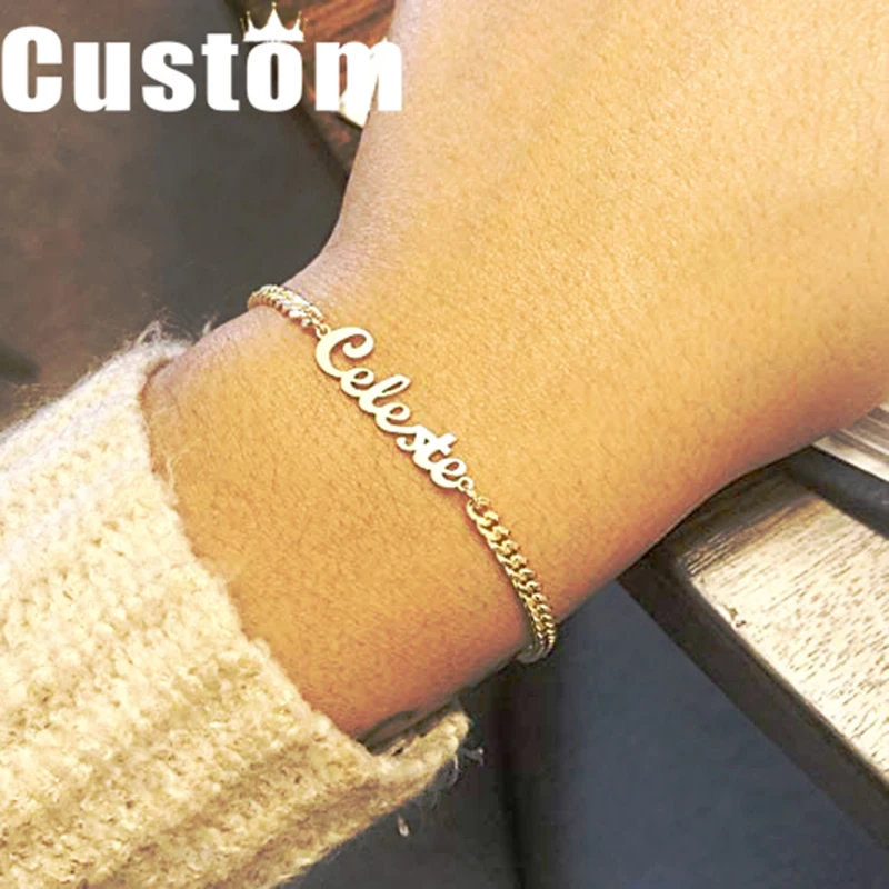 Custom Name Bracelet For Women Stainless Steel Cuban chain Customized Bracelet Anklet Personalized Jewelry For Women Wrist Chain