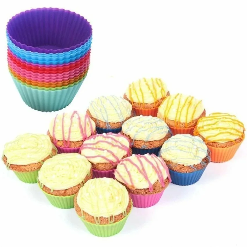12pc/Set 7cm Silicone Muffin Cups Kitchen Cooking Bakeware Maker Food Grade Baking Cake Cups Oven Air Fryer Special Cake Molds