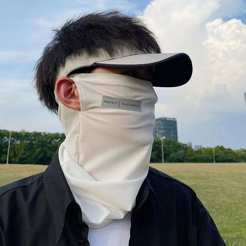 Pure Color Ice-Silk Face Mask Unisex UV Protection for Summer Outdoor Cycling