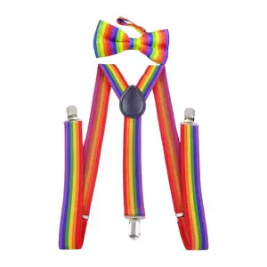 Image for Unisex Wide Elastic Clip-on Suspenders And Bow Tie 