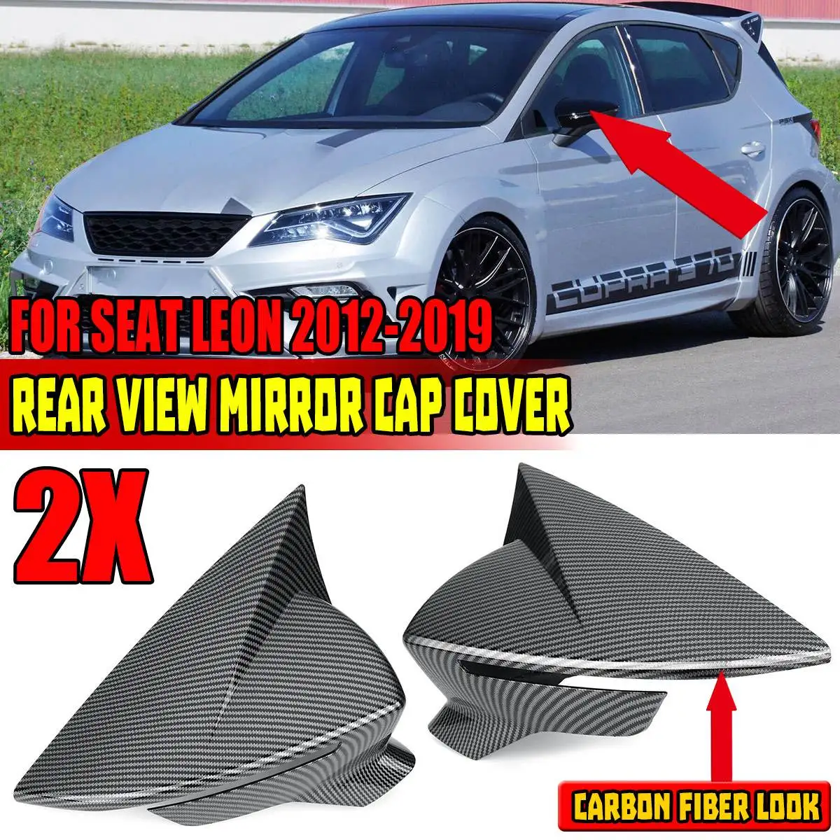 Mk3 MK3.5 Car Rearview Mirror Cover Wing Side Mirror Cap For SEAT Leon