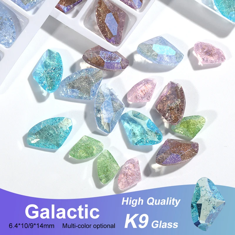 

10Pc Transparent Bottom Axe Shape Ice Flower Moonlight Series 5Color Korean Nail Parts Stone For Nails Glass Crystal Rhinestones