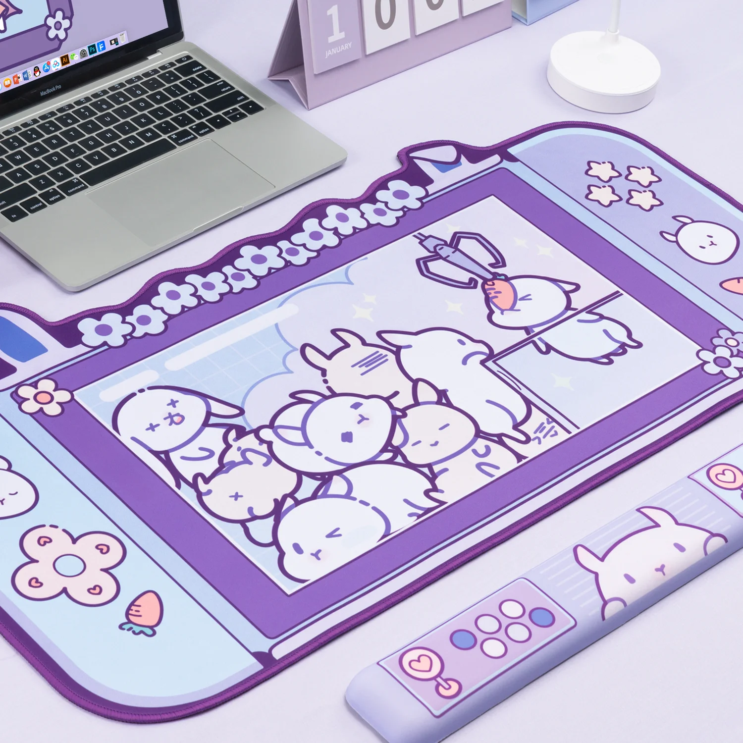DATA FROG Kawaii Rabbit Trap Gaming Mousepad Pink Cute Mouse Pad Cartoon keyboard Desk Mat Large Wrist Rest Accessories