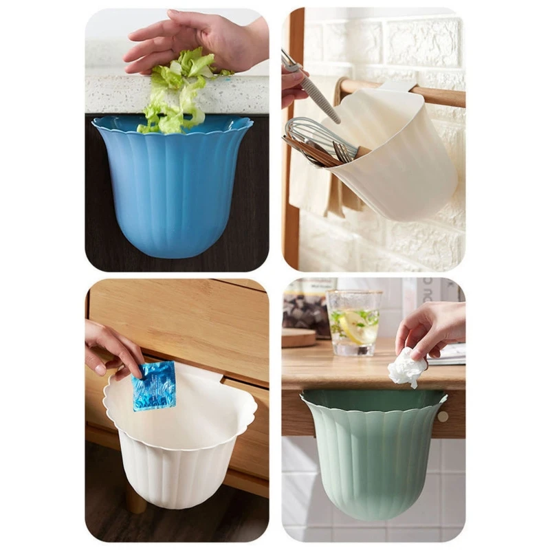 Over The Cabinet Kitchen Trash Can Flower Shape Cabinet Door Hanging Dustbin Creative Hanging Trash Can