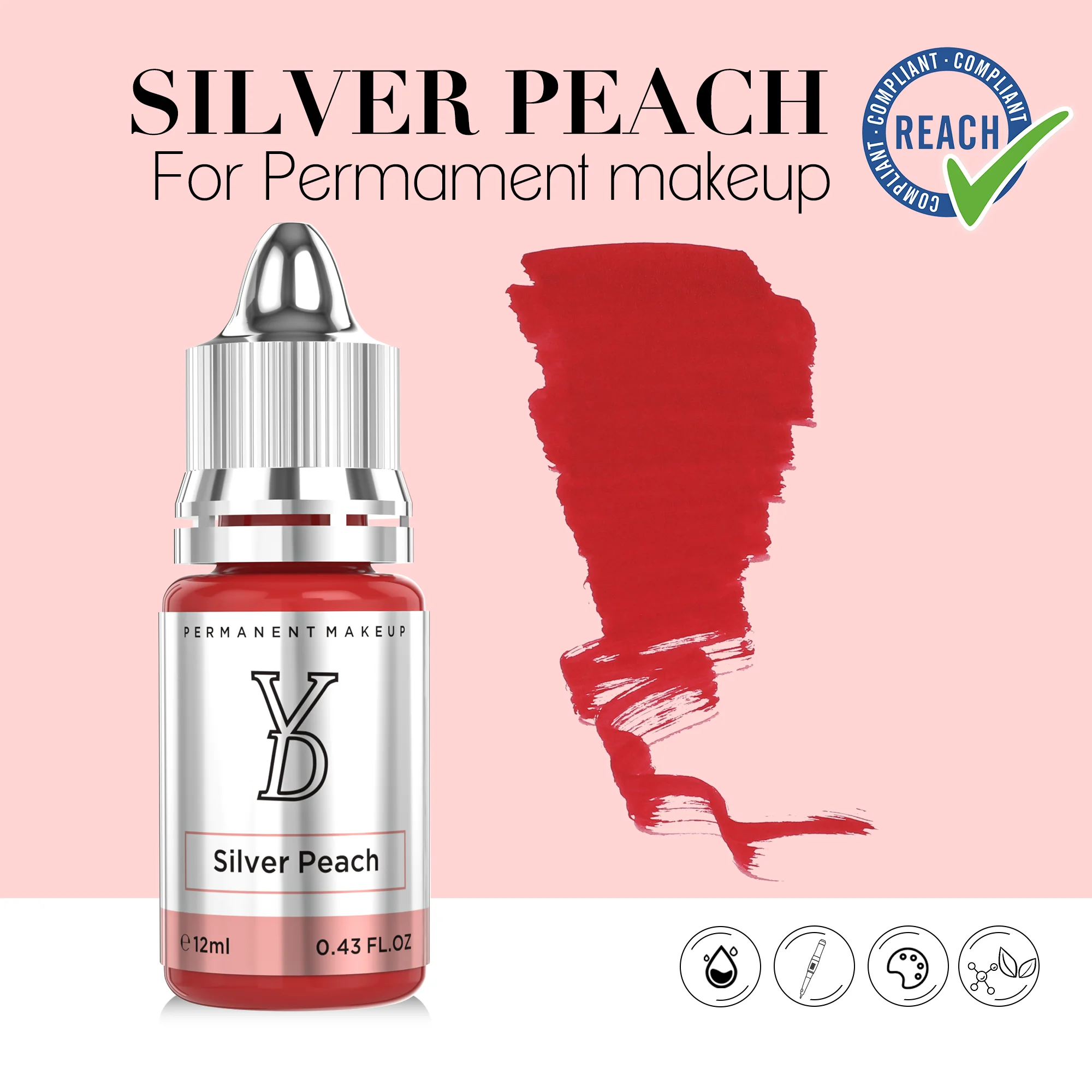 YDPMU Silver Peach Color Lip Tint Pigment Professional Permanent Makeup Micropigmentation Pigments Lips Tattoo Ink Supplies 12ML