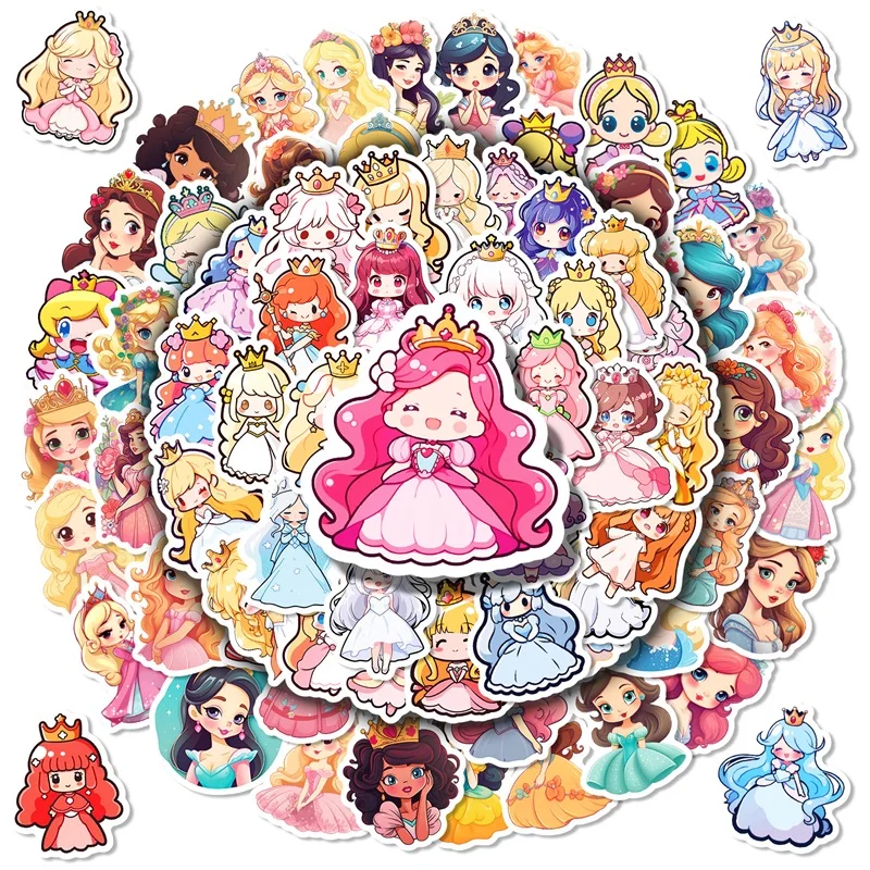 10/30/50/100PCS Cartoon Princess PVC Sticker Aesthetic Children's Korean Stationery School Supplies Kids Decoration Scrapbooking