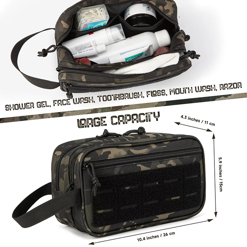 Tactical Toiletry Bag For Men Hygiene Bag Waterproof Travel Shower Tool Molle Pouch Mens Shaving Kit Makeup Cosmetic