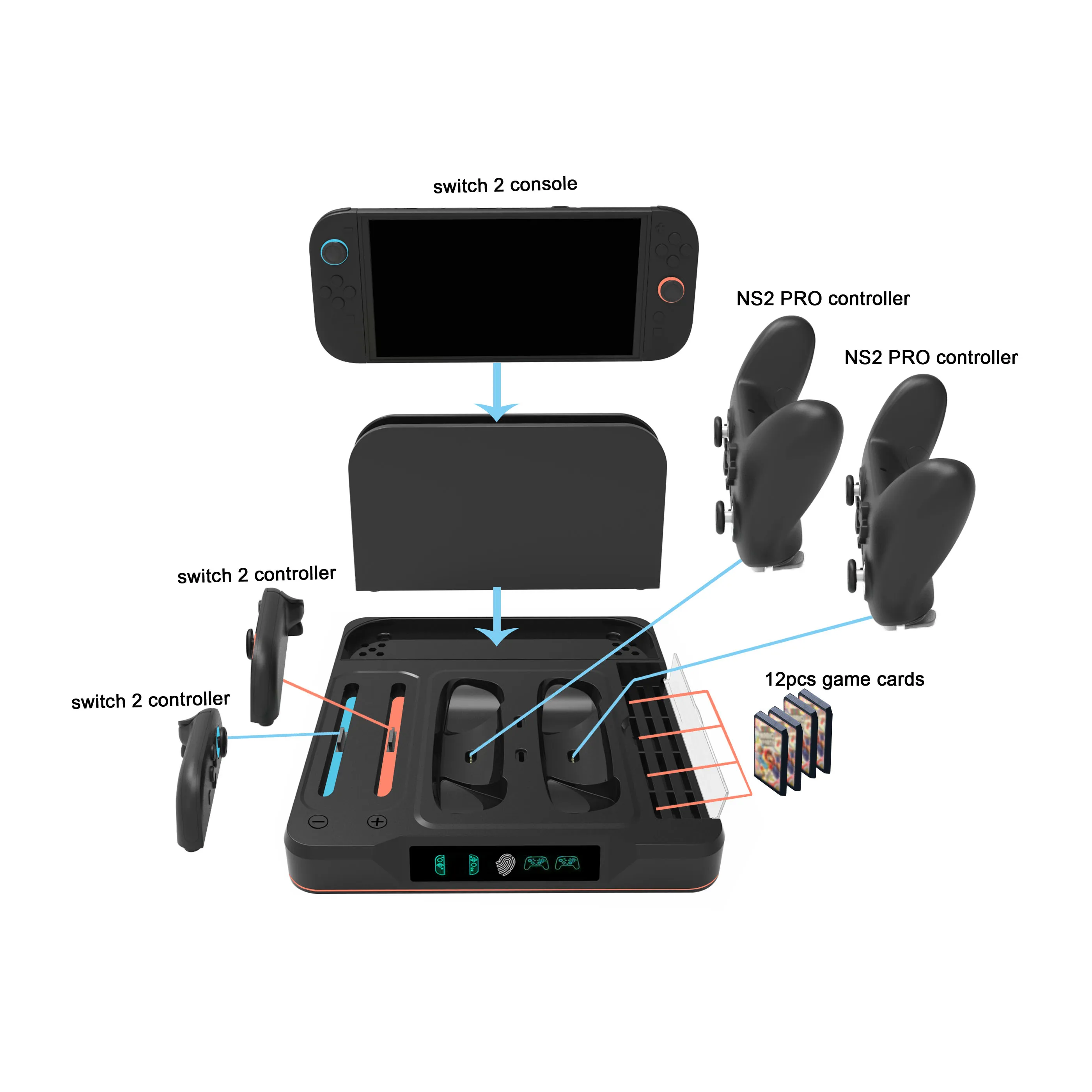 Switch 2 Proコントローラー用充電ドック（RGB照明付き）、Switch 2