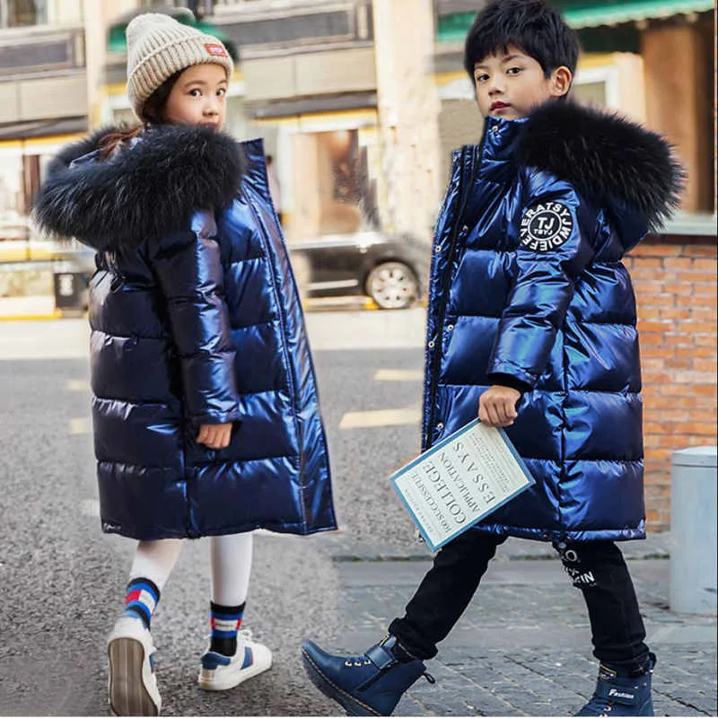 5-14 Years Teenager Winter Jackets For Boys Girls Coat Thicken Warm Kids Parkas Fashion Hooded Waterproof Outwear Child Clothing