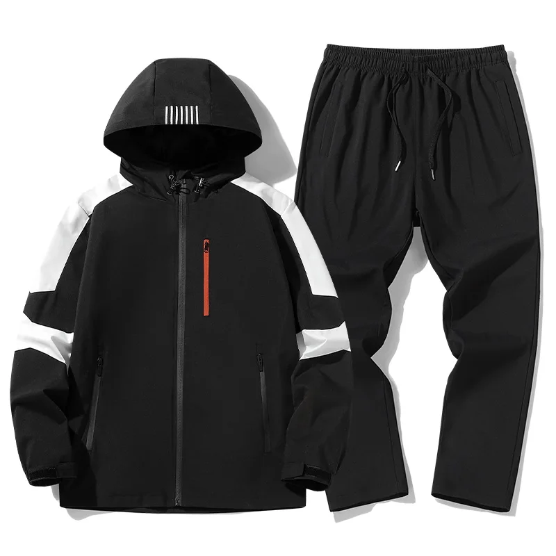 2023 Fashion 2 Pieces Sets Mens Cargo Zipper Tracksuit With Pockets Military Jackets And Fit Elastic Waist Pants Track Suit men pullover sweatshirt pants set men s color block hooded sweatshirt jogger pants set with drawstring pockets casual for active