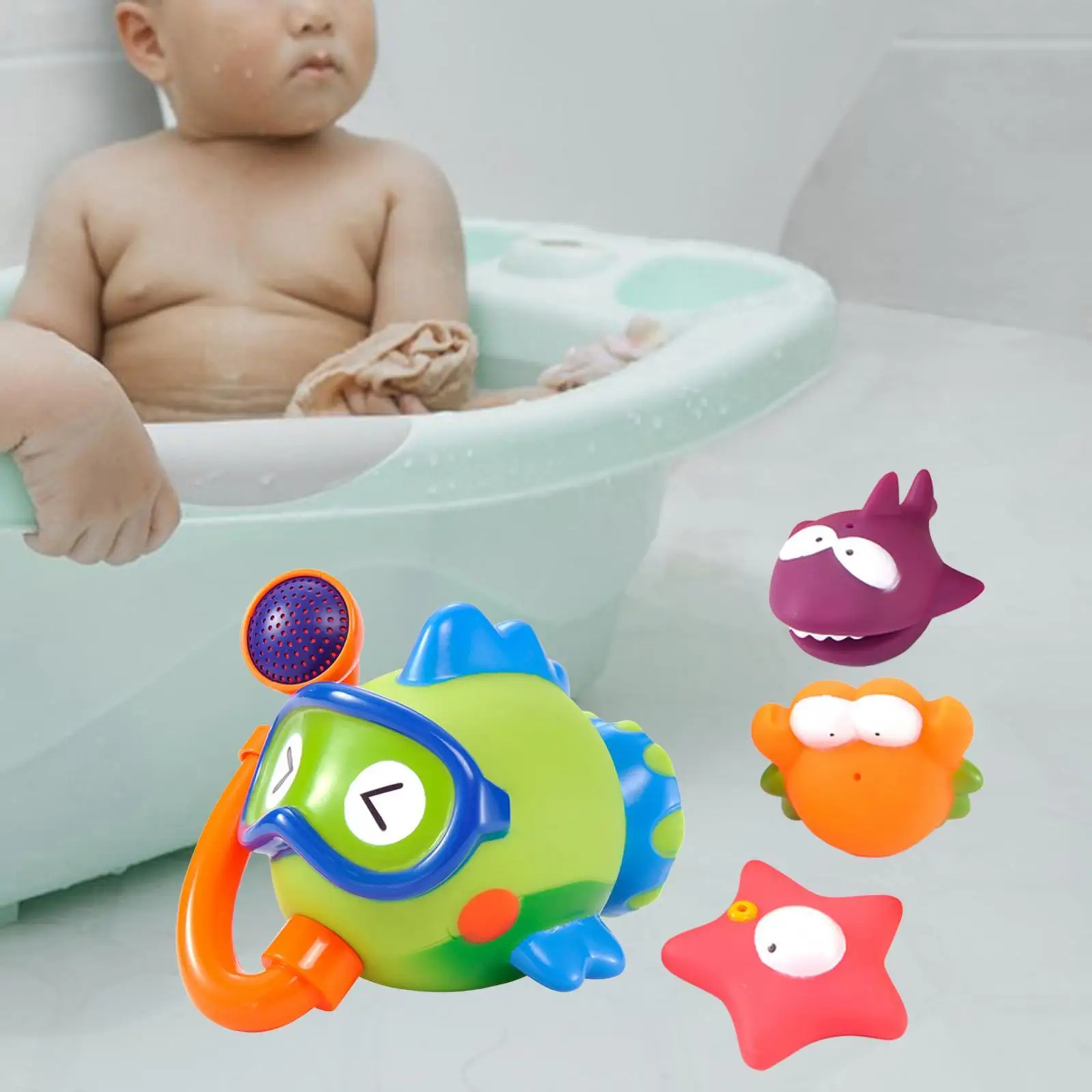 

4 Pieces Toddlers Bath Shower Toys Bath Tub Toys Ocean Sea Animal Bathtub Toys for Toddlers Girls Boys Baby Great Gifts