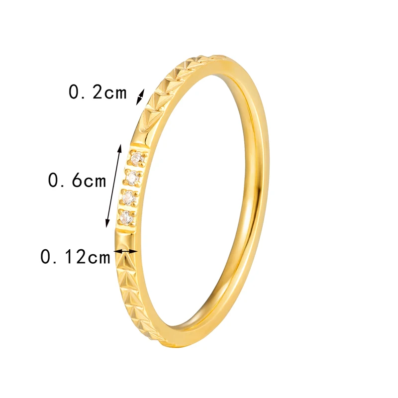 Anillo de circonita cúbica con forma de flecha delicada en el medio para mujer, joyería de marca de acero inoxidable, anillo de patas de gallo, CNC 4