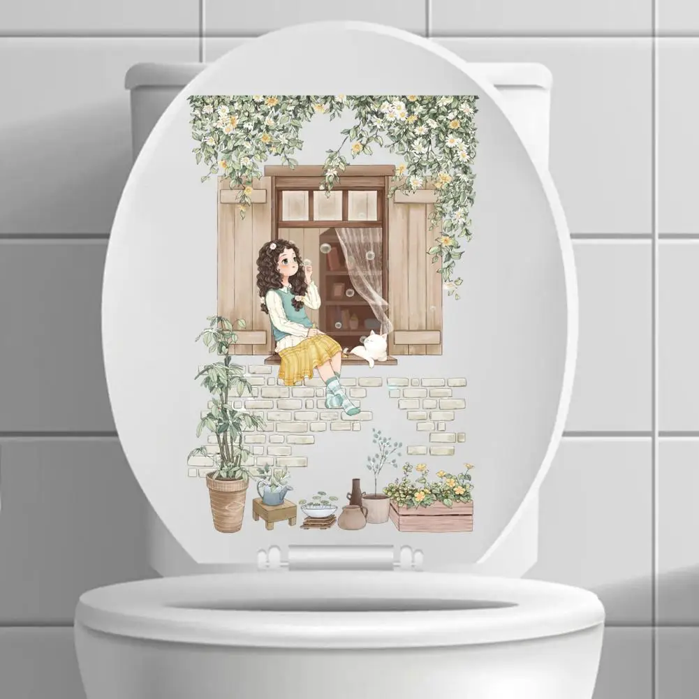

Peel Stick Toilet Decal Waterproof Flower Sticker Vibrant Bathroom Wall Decal with Long-lasting Color Easy Application Toilet