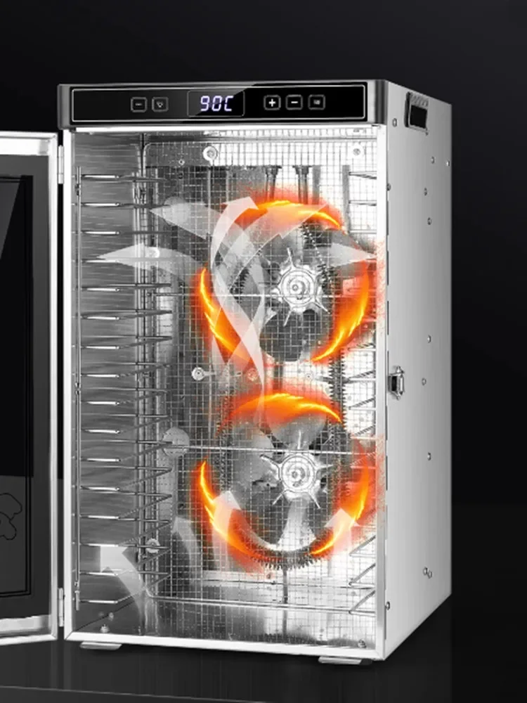 16 Layer Stainless Steel Food Dehydrator with Double Fans Touch Screen Dried Fruit Machine for Household And Commercial Use 3