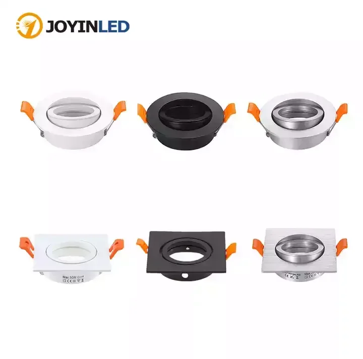 조정 가능한 알루미늄 LED 천장 스포트라이트 고정장치, 오목 다운라이트 하우징 프레임, 화이트, 브러시 실버, 블랙, GU10, MR16