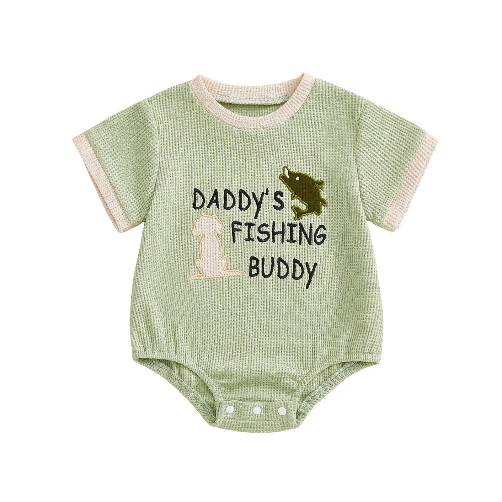 Infant Short Sleeve Bodysuit with Cute Cartoon Print and Snap Closure Round Neck Romper for Baby Boys and Girls