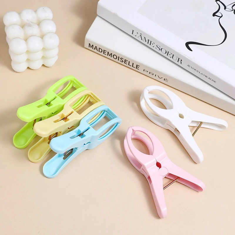 Description Picture 3 of item5Pcs 2025 New Solid Color Plastic Towel Clips Laundry Clothes Pegs Clamps Home Hanging Clip Clothespins Bathroom Organization