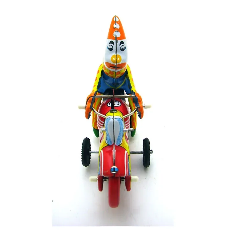 Adult Collection Retro Wind up Metal Tin Clown Motorcycle Clockwork Toy Figures Vintage
