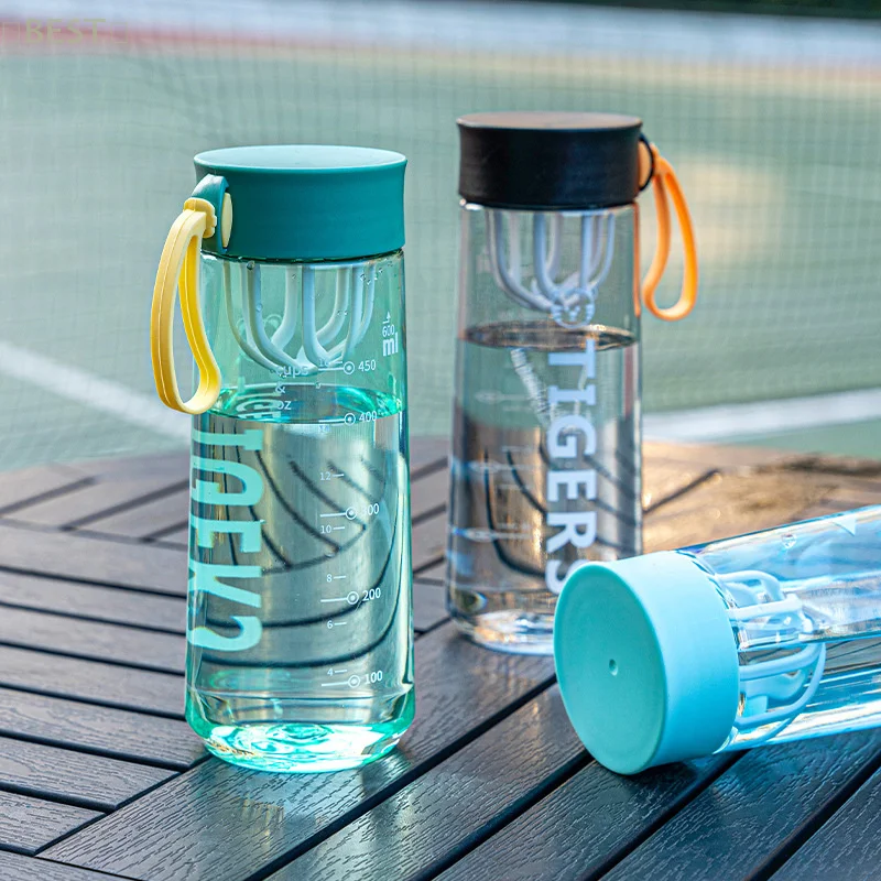 500ML Large Capacity Sports Water Bottle Transparent Drinking Cup Men Women Summer Outdoor Portable Plastic Coffee Juice Cup
