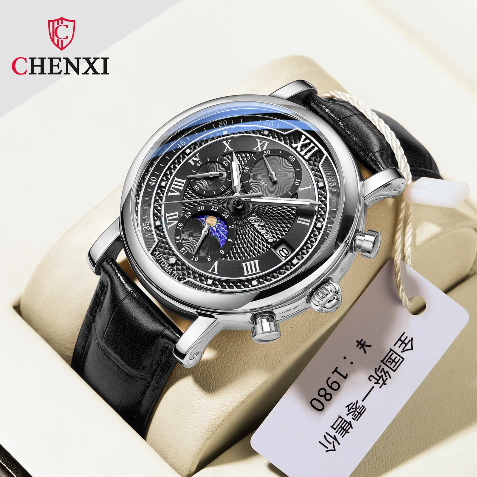 CHENXI 976 Reloj para hombre, cronógrafo de cuero con fecha