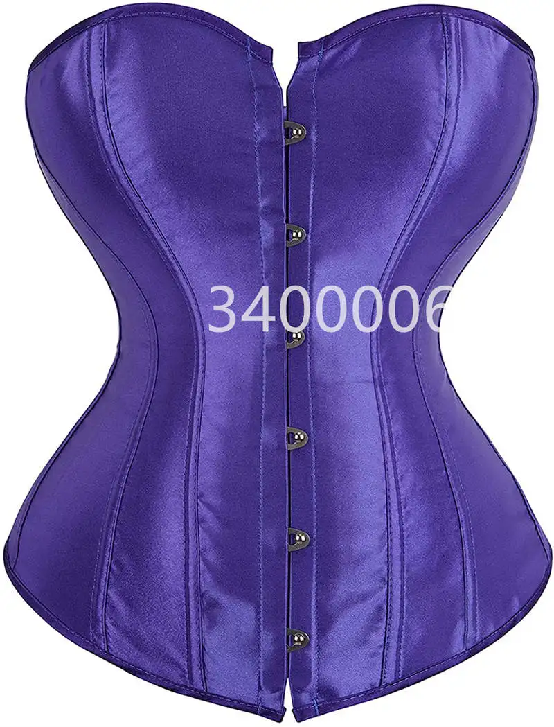 Description Picture 5 of itemCaudatus Purple Corset Top For Women Bustiers Overbust Satin Sexy Lace Up Corselet Brocade Vintage Style Korsett Plus Size
