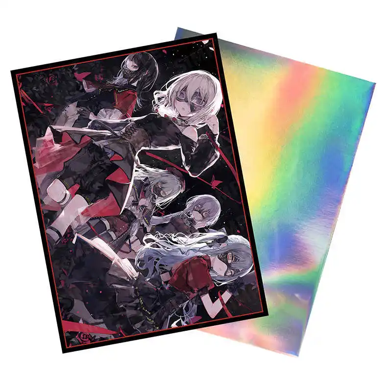 63x90mm 50개 홀로그램 카드 슬리브 YGO 카드 슬리브 일러스트 애니메이션 보호 카드 커버 보드 게임 트레이딩 카드용