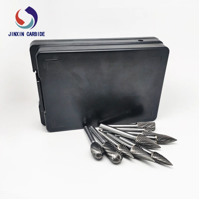6mm Burr Double Cut Rotary Metal Wood Electric Grinding Shank Drawing Tungsten Carbide Milling Cutter Rotary Tool for black set 4