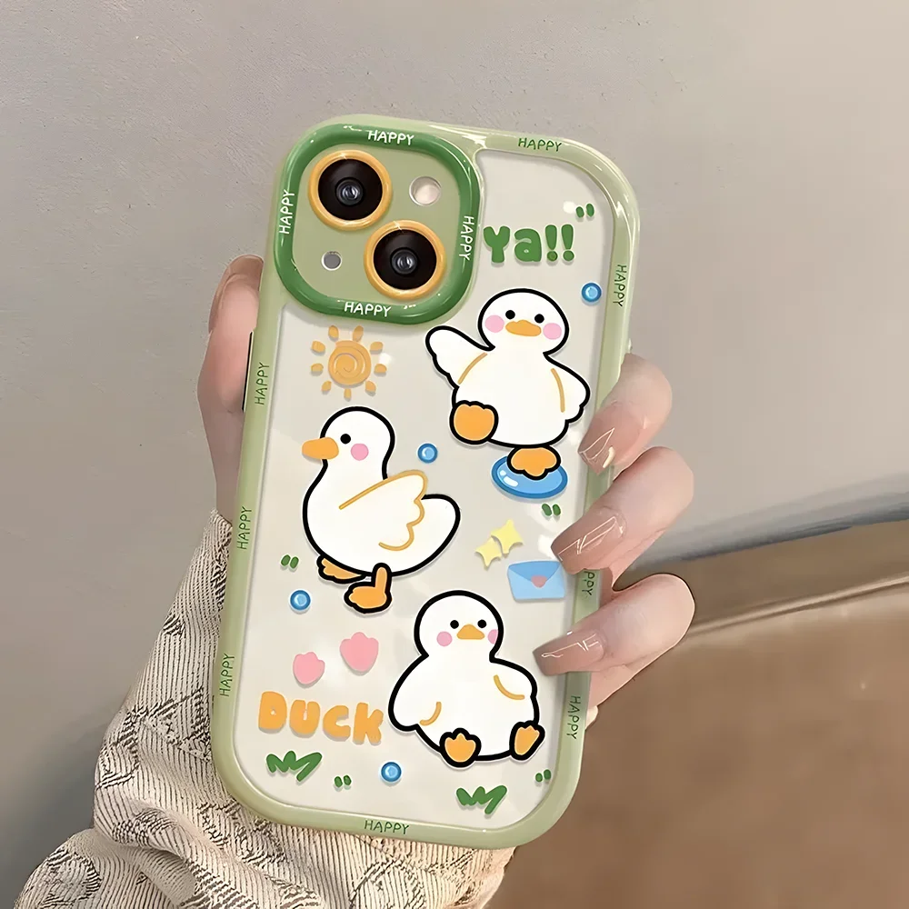 Charming Duck and Cat Flower Design Phone Case