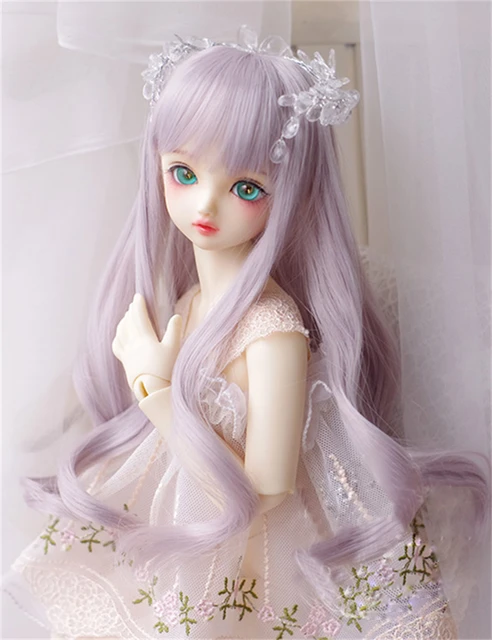 BJD doll wigs gray purple mixed long curly hair wigs for 1/3 1/4 1/6 BJD DD  SD doll High-temperature wire hair wigs accessories